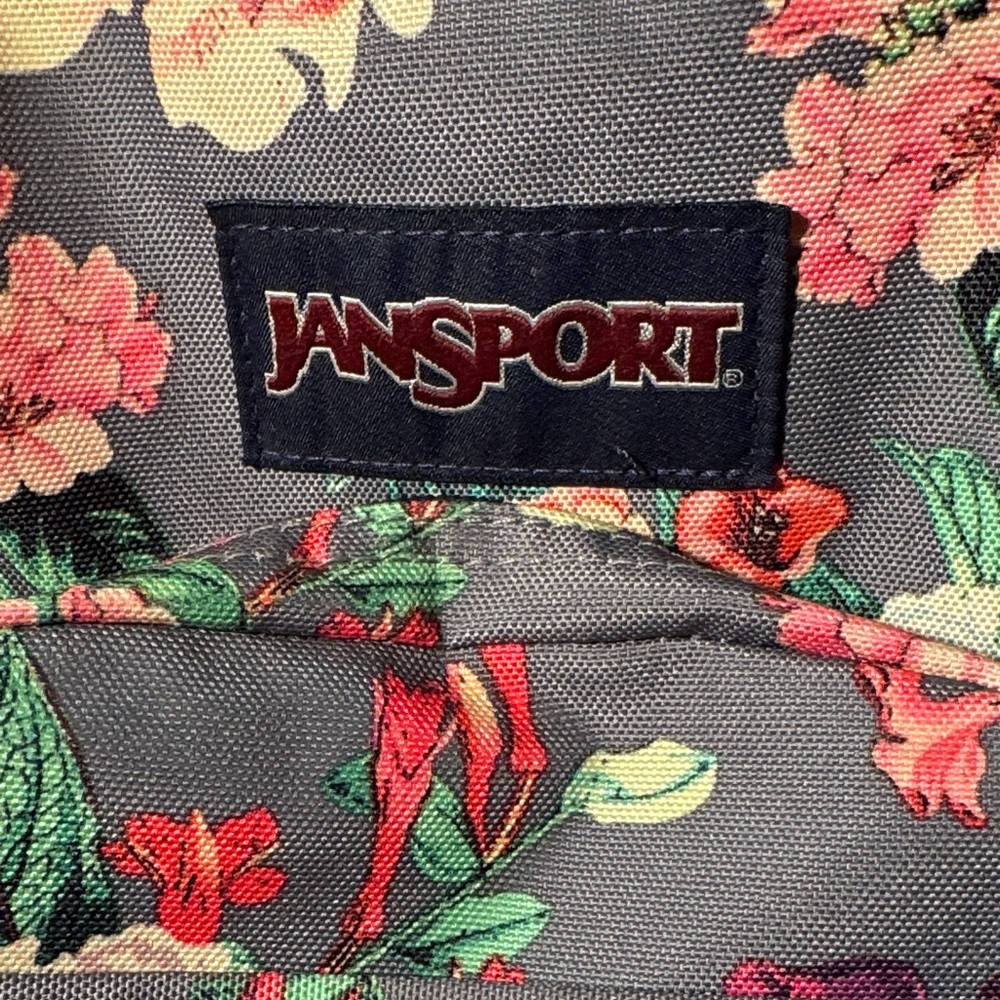 Jansport Floral Backpack in Gray and Pink - Picture 11 of 11